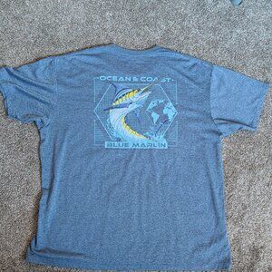 Ocean & Coast Size 2XL Blue Dri-Fit Material Marlin Short Sleeve Fishing Shirt